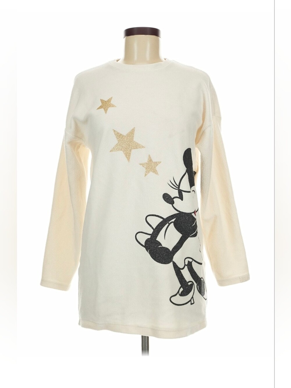 Benetton x Disney Oversized Fleece Graphic Sweatshirt Tunic Long Sleeve Womens S